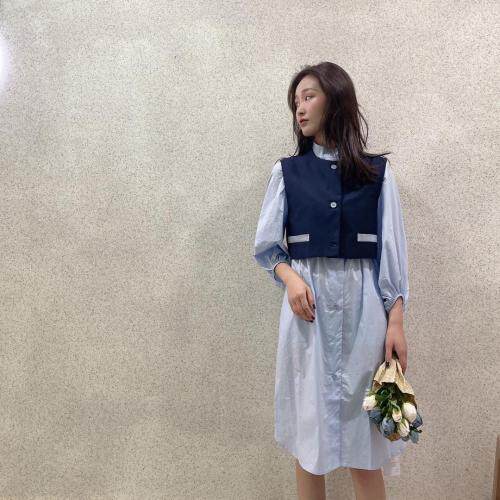 现货秋季马甲衬衣真两件百搭显瘦，女装马夹，Jarmore隽末