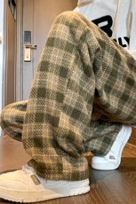 8XL-M特大码加厚毛呢料格子休闲裤宽松直筒长裤子男裤毛呢裤K946，男装休闲裤，电商D206-1