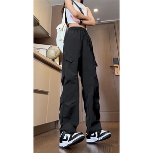 夏季宽松褶皱设计垂感纯色休闲裤 K209-TP35-限58图片