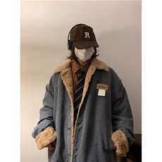 潮翻领棉服外套男女美式复古单排扣棉衣宽松休闲棉袄子上衣Y6571，男装棉衣，星座506