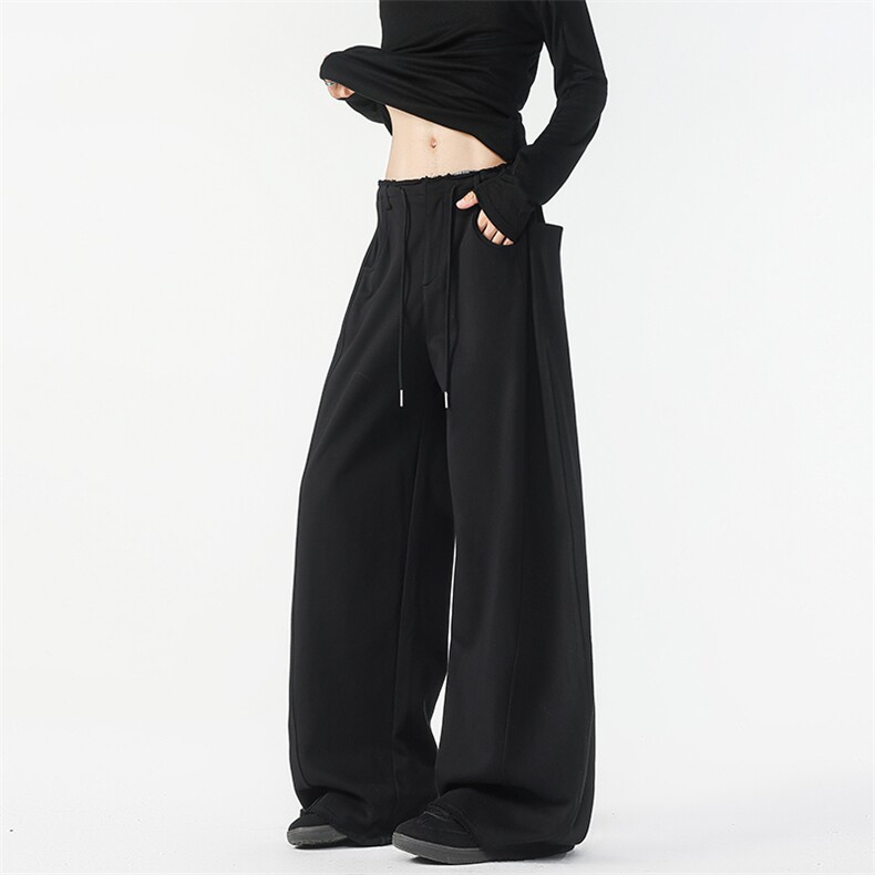 8XL-M灰色抽绳休闲裤男宽松阔腿裤卫裤设计感拖地裤男裤K9174P58,男装休闲裤,电商D206-1