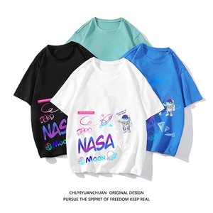 NASA联名同款纯棉短袖t恤男大码半袖打底衫宽松体恤DX17186-P20图片