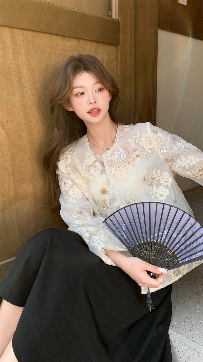 新款上新2025新中式重工亮片刺绣防晒外套女85083-208A-P160-K255,女装短外套,浙宝208A