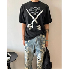 夏季新款美式短袖T恤男潮流运动宽松休闲打底衫上衣TC1439，男装T恤，星座1116A（原606A-3）