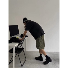 W9602-P50网图现货机能重工口袋工装短裤夏季高街宽松五分裤，男装牛仔裤，星座1608-2