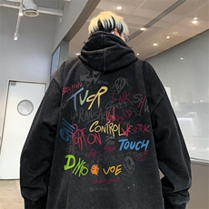 美式潮牌重磅水洗做旧连帽卫衣力推大码男XZ517A-2-Y7742-P68，男装卫衣，星座517A-2