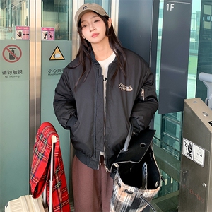 现货新款冬装2024年韩版小个子标贴棉衣外套保暖螺纹拼接棉服图片