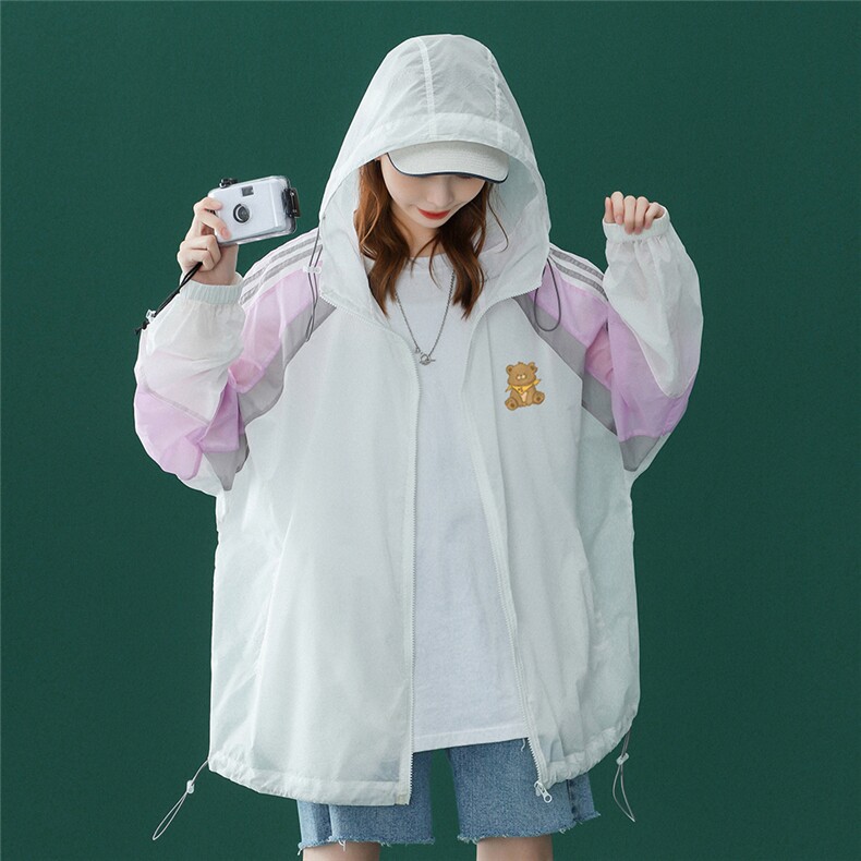 中性风夏季百搭宽松休闲防晒服拼色织带情侣外套F607P55控68，男装防晒衣，电商A268