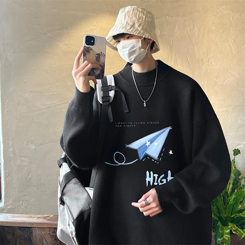 控68半高领毛衣男士大码针织衫男毛线衣男 M18270-P45 加绒款-P65图片