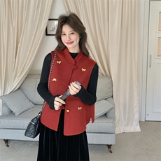 现货主推款马年重工刺绣双面羊毛呢马甲年货p165-k228，女装马甲，丝露依尚（原SL）