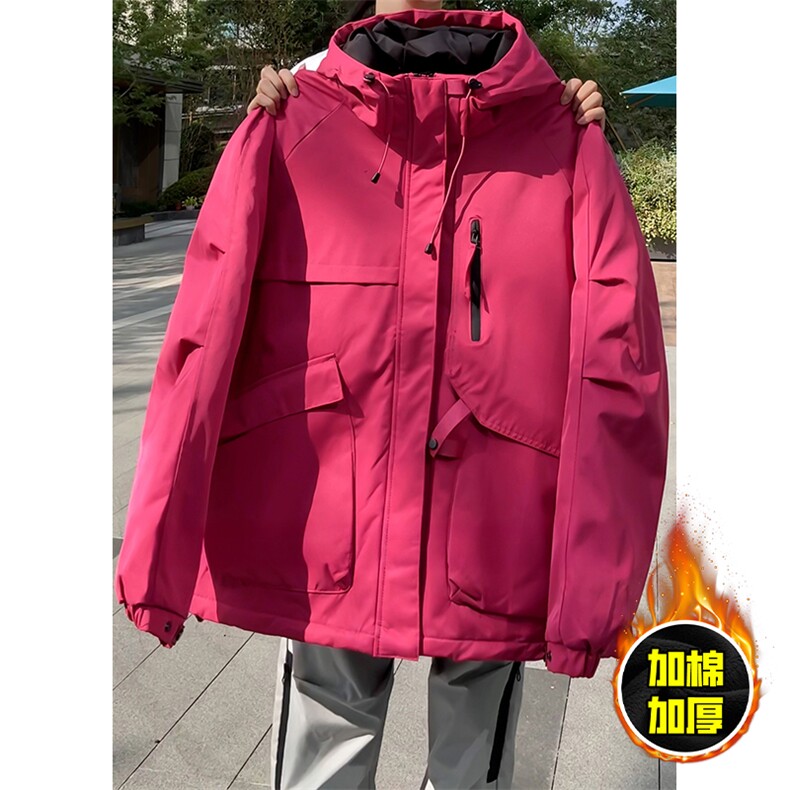 现货5W件冬季三防美式boxy解构连帽雪山冲锋衣棉衣男女棉服厚外套,男装夹克,电商A443
