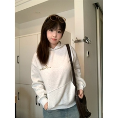 5408-P54原版刺绣袖窿口袋压线后包领潮流休闲连帽卫衣，女装卫衣/绒衫，星座617A-2