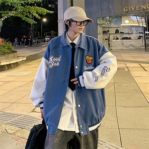 JK807 P68港风拼接翻领百搭休闲宽松夹克外套男图片
