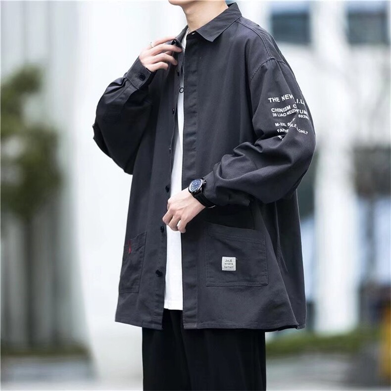 长袖衬衫男港风日系外套C3028P33图片