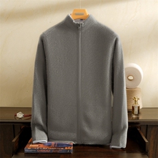 2025年秋季长袖青春流行时尚加厚拉链开衫，男装羊绒开衫，雪贝坊一店