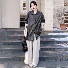 超火好看独特漂亮皮衣外套女春秋2025酷飒高级感宽松bf慵懒风夹克，女装皮衣，2C198