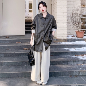 超火好看独特漂亮皮衣外套女春秋2025酷飒高级感宽松bf慵懒风夹克图片