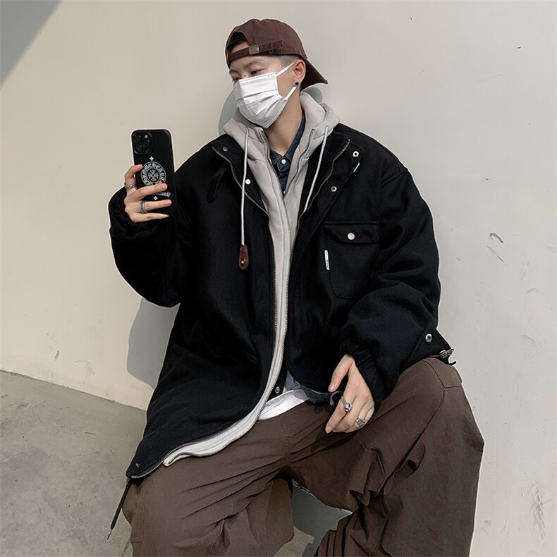 潮牌风衣外套情侣棉服2024新款连帽工装假两件男款W7822-P88，男装风衣，星座512-3