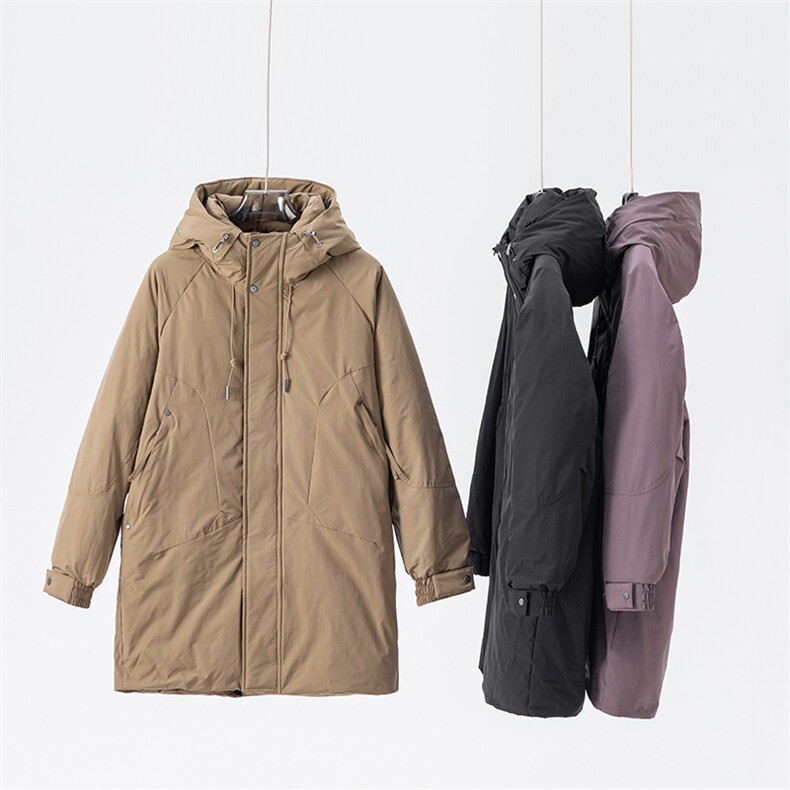 90绒连帽羽绒服男冬季休闲美式通勤上衣白鸭绒加厚中长款外套潮，男装羽绒服，星座914