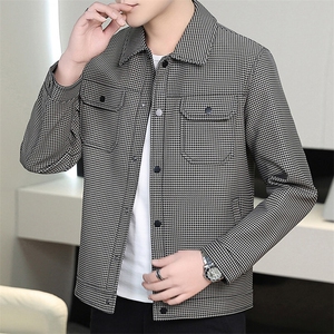 主推皮衣千鸟格夹克精品外套PU夹克XZ613B-5925-P90图片