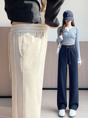 燕麦色糯米裤小个子冬天裤子秋冬直筒羊绒针织裤窄版阔腿裤，女装休闲裤，云美莎专业女裤-全店现货