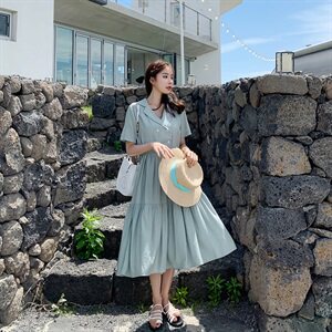 大货已出 夏季新款短袖衬衣连衣裙087-Q63图片