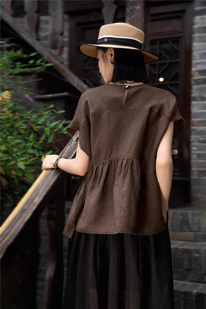 灵气扑人减龄显瘦廓形蕾丝边上衣25年夏季新品,女装衬衫,梦白服饰厂