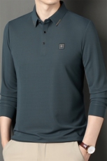 XL-P107男式秋季新款长袖T恤男时尚休闲男装翻领简约体恤，男装T恤，电商B360