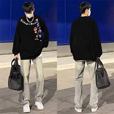 [004]秋冬圆领卫衣男休闲宽松上衣长袖T恤打底A079-2150-P38，男装T恤，电商A079
