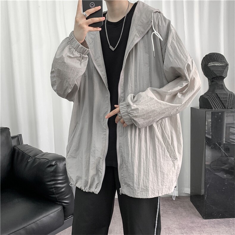 F3043/P45夏季防晒衣连帽纯色薄款外套夹克情侣男女中性风防晒服,男装夹克,电商A141