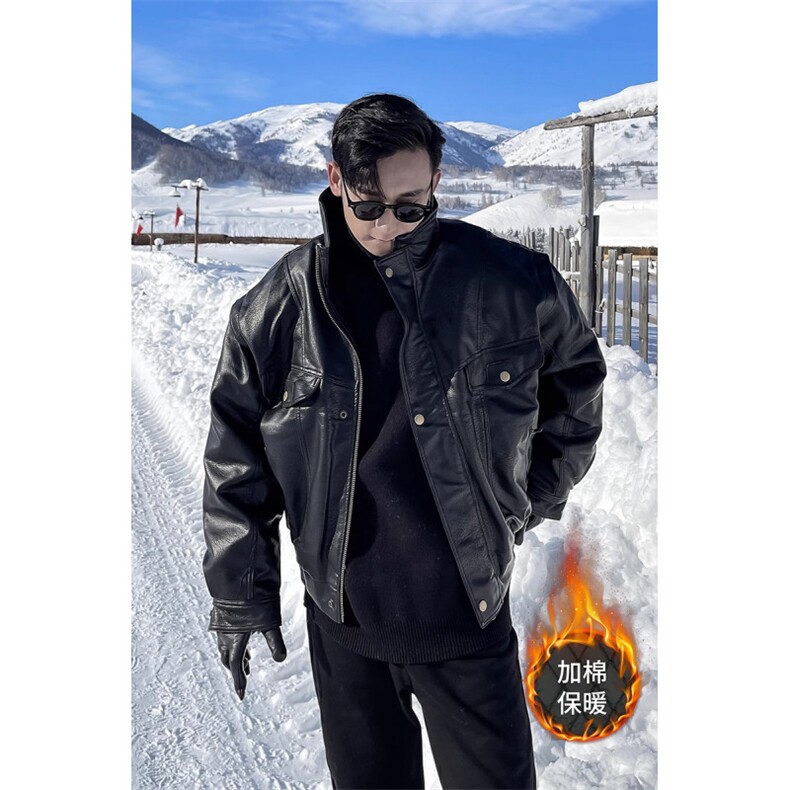 现货不缺货秋冬加棉加厚百搭皮衣夹克1209-1-JK13J-P108(网图），男装夹克，星座1209-1