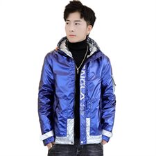 冬季亮片羽棉服男模特加厚夹克保暖外套工装棉衣黑869加绒，男装夹克，星座1207