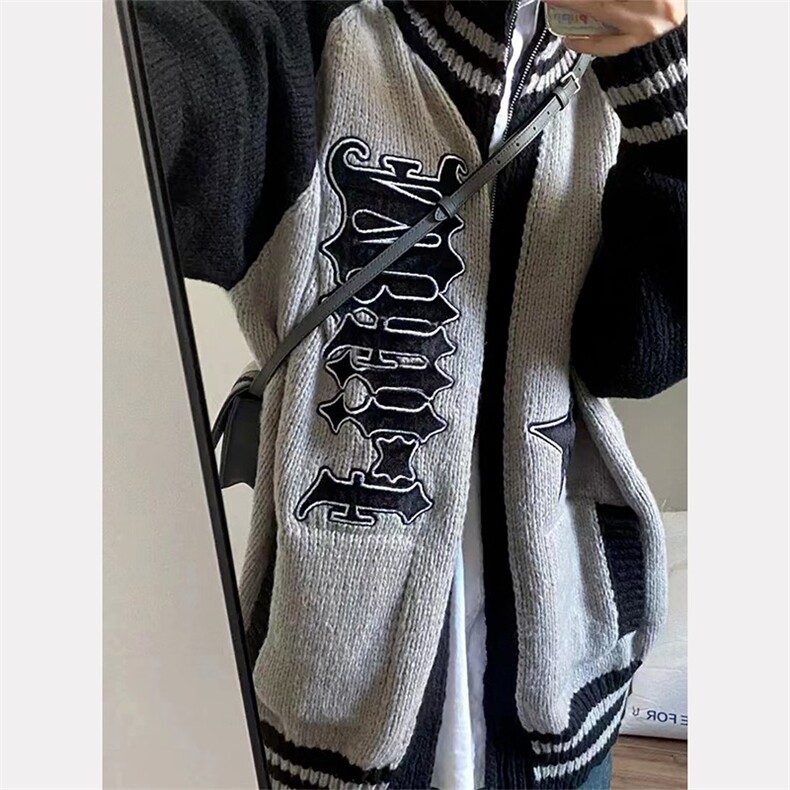网图C70拉链开衫针织毛衣黑灰棕色M-3XL，男装针织衫/毛衣，星座1210-1