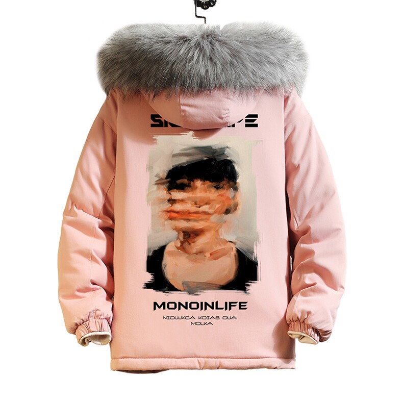 MM48213-P130冬季大毛领衣男士大码加厚袄男服砖墙,男装棉衣,电商A040A