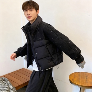 B27/P118控158满天星男士棉衣外套冬季痞帅保暖短款棉衣袄子黑首1图片