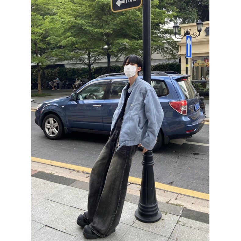 【有货】冰川蓝立领外套男高级感痞帅春秋工装夹克JK7703LL-特P65,男装夹克,星座1007（原301D）