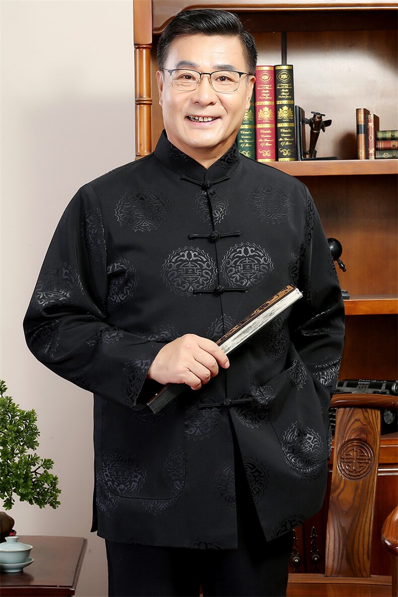 汉服老年人唐装爸爸秋冬爷爷外套夹克2024风男装YDC6003-P110,男装夹克,星座1105-3