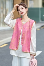 2025春季新款新中式g风提花短外套女高级感复古盘扣上衣外套，女装马甲，韩美纤衣