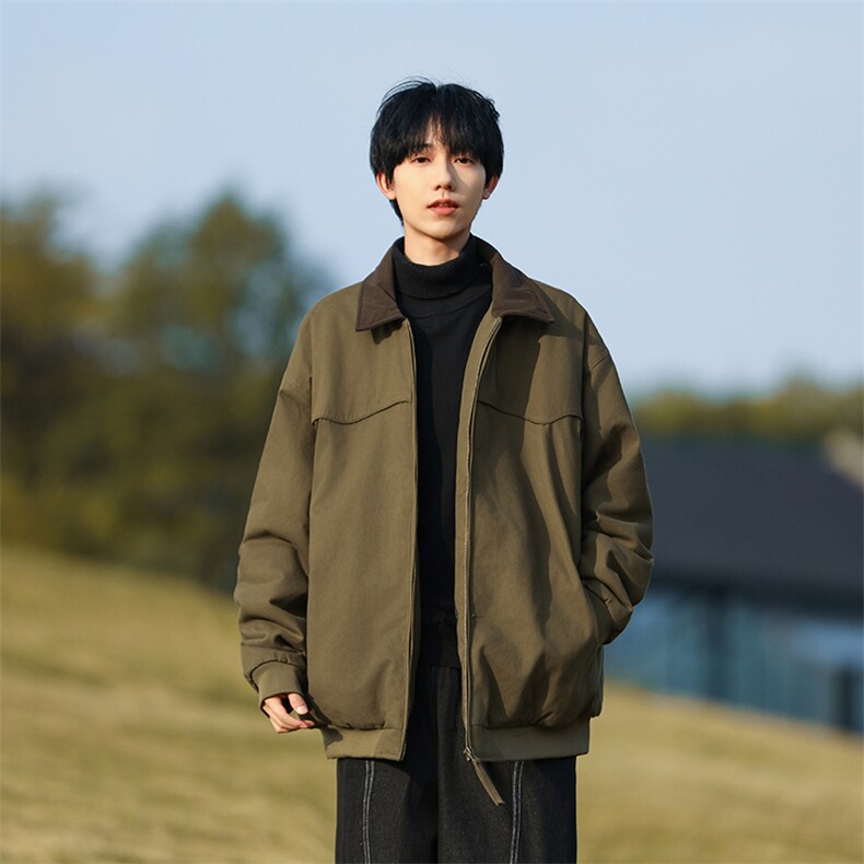 M-5XL复古美式纯棉夹克冬季加厚宽松翻领棉衣潮男109-1-M182-P88，男装夹克，星座109-1