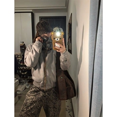 鹿皮绒双层加绒内里座山雕黑色灰色潮流加厚外套男女款ZS600P101，女装短外套，星座1112-1