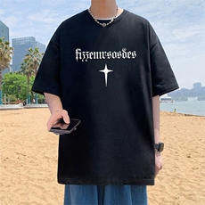 T686大码宽松纯棉运动圆领体恤衫oversize短袖T恤男重磅T，男装T恤，星座304A-1
