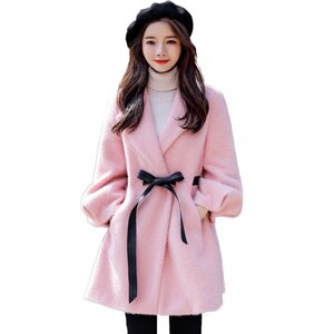 时尚显瘦长袖短款黄金貂毛呢大衣外套女秋冬季新款气质百搭外套图片