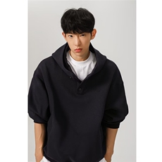 网络图450g连帽净版纯色卫衣灰色黑色M-XXLXZ212-1-QWT711-P63，男装卫衣，星座212-1