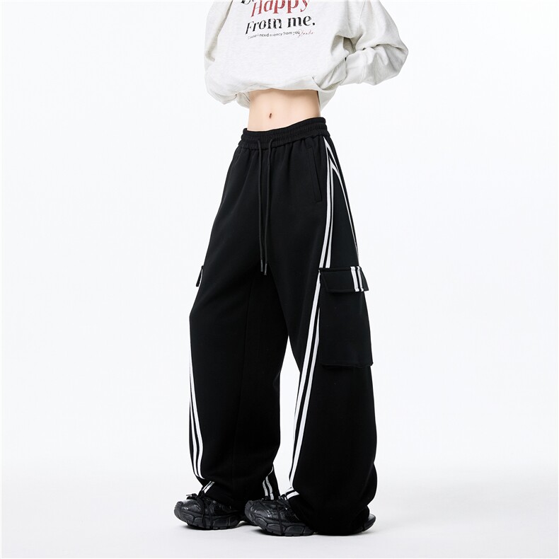 抖音品质春季新款条纹斜织带宽松休闲卫裤B313-K913-特p45控88，男装休闲裤，电商B313