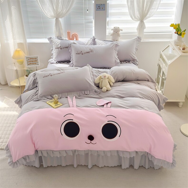 新款高克重韩版萌迪兔贴布绣花边四件套，床品套件，一起卖家纺