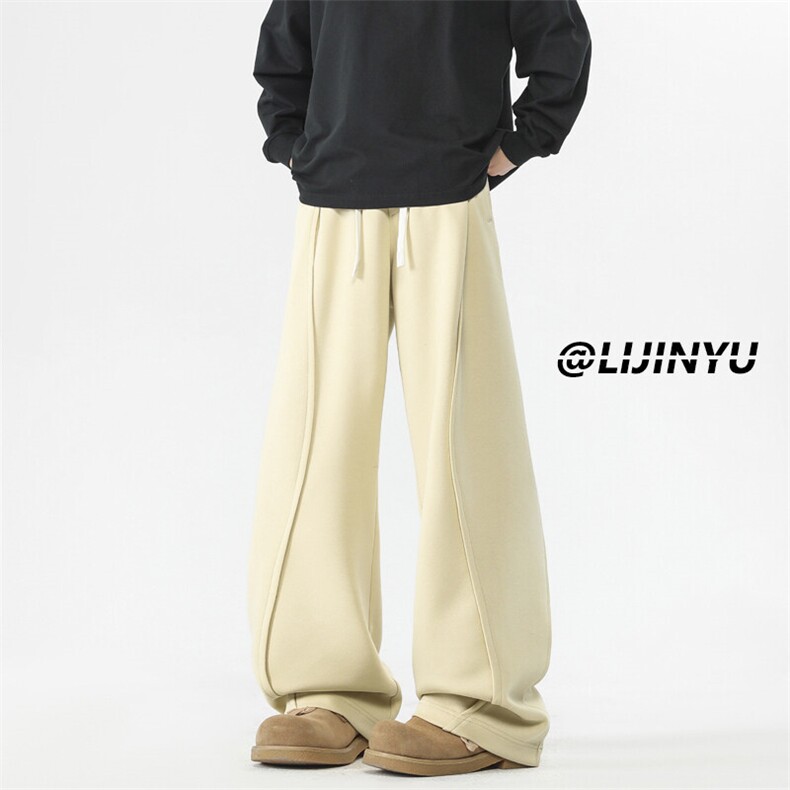 新款拼接美式弯刀裤高街潮牌宽松休闲裤子X1670特批：42：78，男装休闲裤，星座718