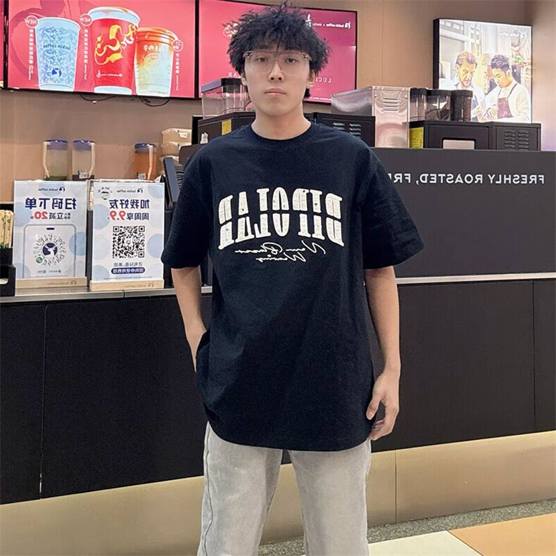 万针全刺绣工艺抖音得物高品质260克重磅纯棉双纱美式高街短袖T恤,男装T恤,电商A486