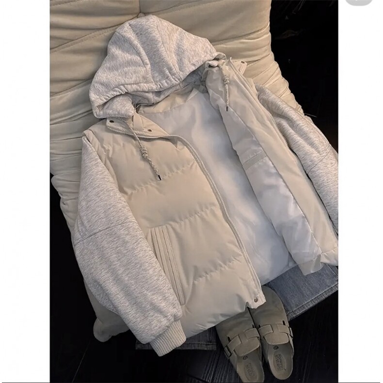 新款假两件连帽棉衣加厚款男女款外套1408-GT760-P85（网图）,男装棉衣,四季星座1408（原星座1613）