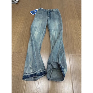 WE1851-P48 复古猫爪痕牛仔裤男高街窄版显瘦直筒裤cleanfit图片