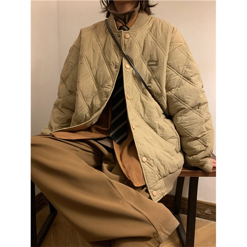 2023冬季新款菱形格夹克长袖潮流百搭潮气质外穿男服W6478-P65,男装棉衣,星座512-3